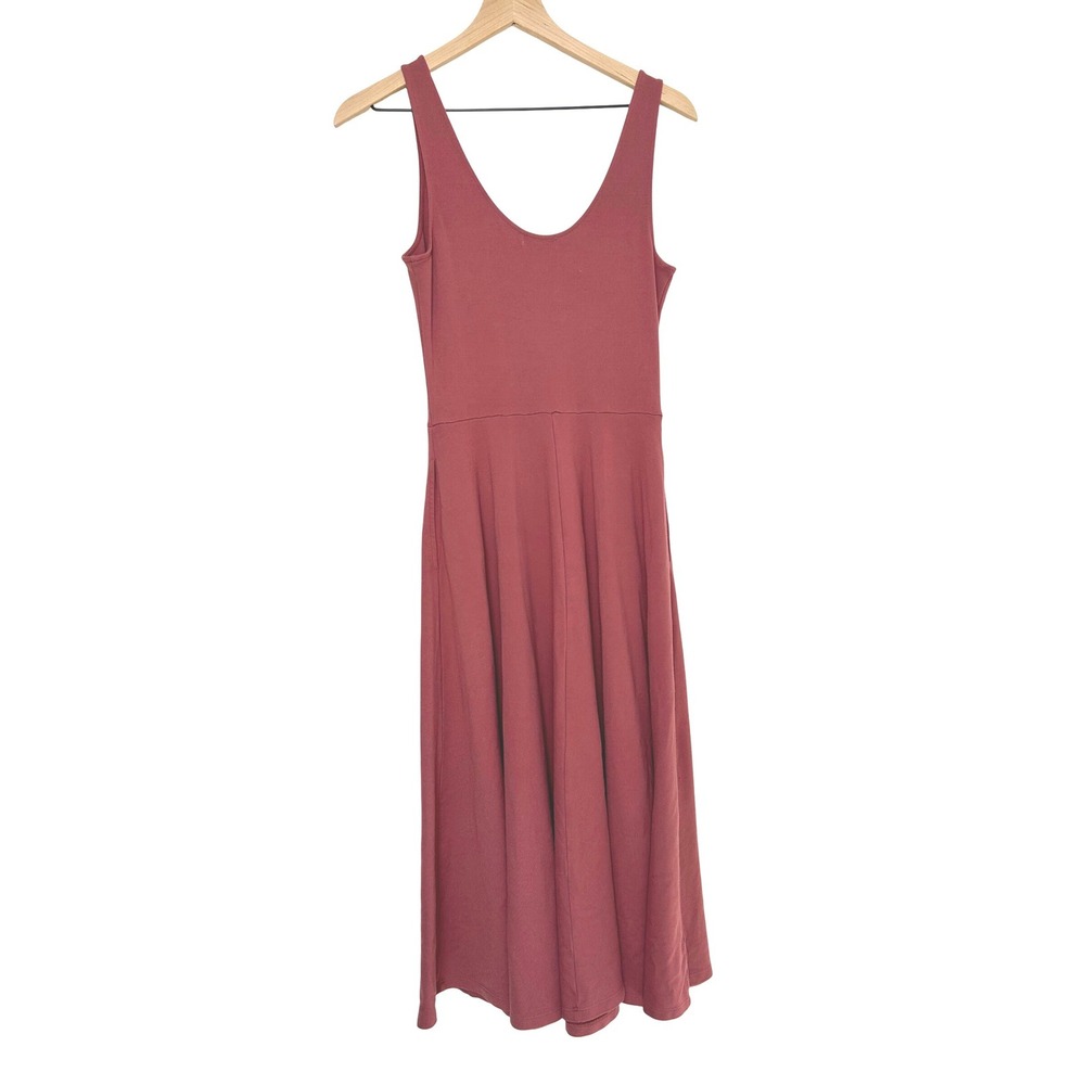 Leith Dress Womens S pink mauve tank Fit and Flare Midi Pockets comfort stretch